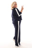 Tweedelig pak bies met wijde broek marineblauw
