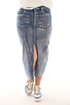 VS midi skirt high waist blauw/zilver