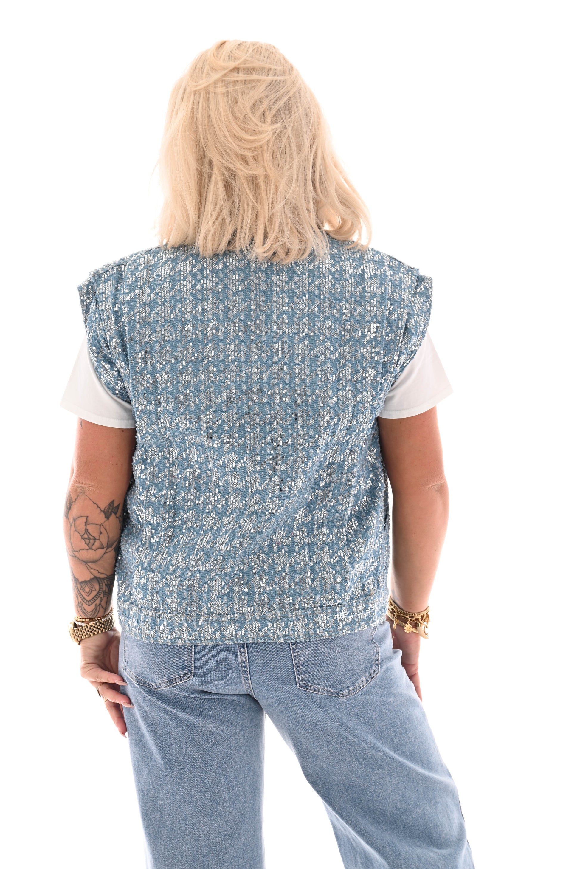 Glitter gilet blauw