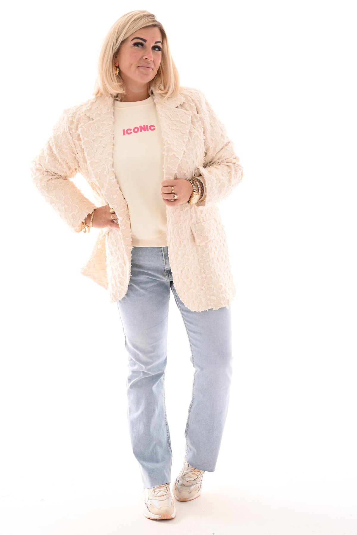 Blazer rafels creme