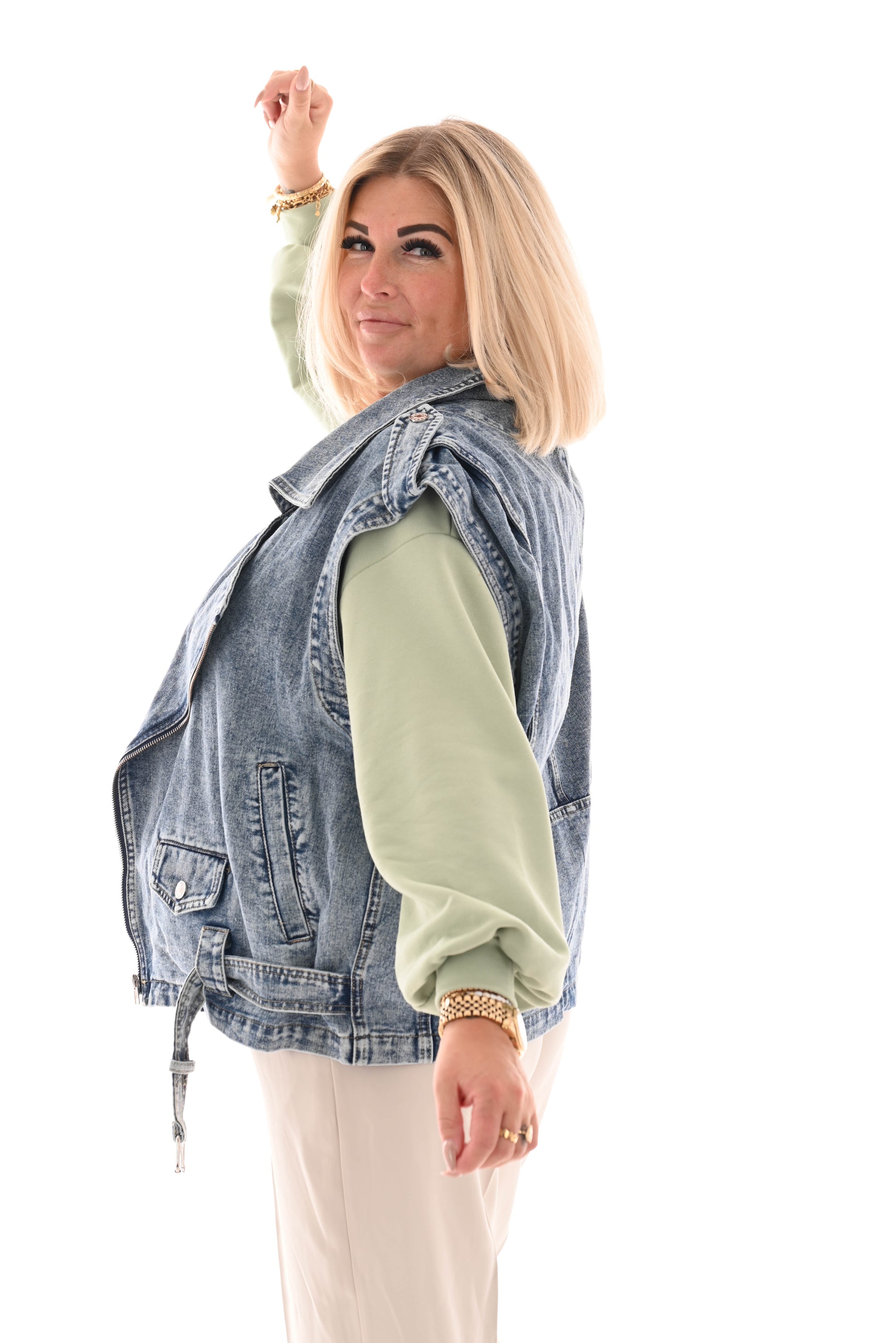 Gilet met rits blauw