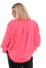 Blouse doorknoop v-hals uni felroze