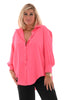 Blouse doorknoop v-hals uni felroze