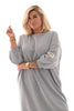 Sweaterdress met applicatie grijs