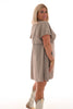 Korte jurk met strik uni taupe