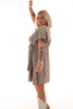 Korte jurk met strik uni taupe