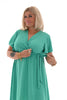 Korte jurk met strik uni turquoise