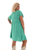Korte jurk met strik uni turquoise