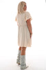Korte jurk met strik uni beige
