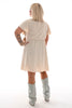 Korte jurk met strik uni beige
