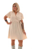 Korte jurk met strik uni beige