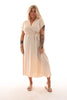 Maxi jurk ceintuur uni beige