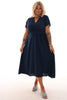 Maxi jurk ceintuur uni marineblauw
