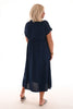Maxi jurk ceintuur uni marineblauw