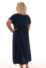 Maxi jurk ceintuur uni marineblauw