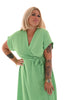 Maxi jurk ceintuur uni pistache