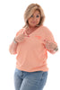 T-shirt v-hals gestreept Good Vibes club beige/oranje