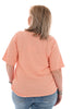 T-shirt v-hals gestreept Good Vibes club beige/oranje