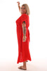 Maxi jurk ceintuur uni rood