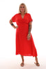 Maxi jurk ceintuur uni rood