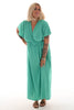 Maxi jurk met strik uni turquoise
