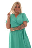 Maxi jurk met strik uni turquoise
