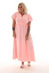 Maxi jurk met strik uni lichtroze