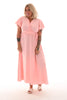 Maxi jurk met strik uni lichtroze