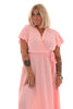 Maxi jurk met strik uni lichtroze
