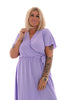Maxi jurk met strik uni lila