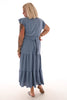 Maxi jurk stroken uni jeansblauw