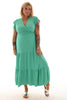 Maxi jurk stroken uni turquoise