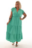 Maxi jurk stroken uni turquoise