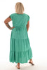 Maxi jurk stroken uni turquoise