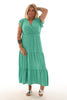 Maxi jurk stroken uni turquoise