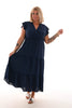 Maxi jurk stroken uni marineblauw