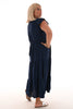 Maxi jurk stroken uni marineblauw