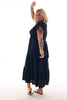 Maxi jurk stroken uni marineblauw