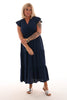 Maxi jurk stroken uni marineblauw