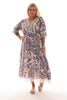 Bohemian dress v-hals panter/blauw