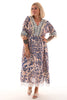 Bohemian dress v-hals panter/blauw