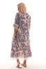 Bohemian dress v-hals panter/blauw