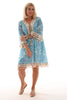 Boho jurkje kwastjes blauw