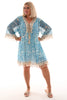 Boho jurkje kwastjes blauw