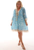 Boho jurkje kwastjes blauw