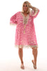 Boho jurkje kwastjes roze