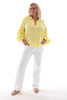 Blouse v-hals wafel geel