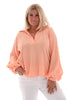 Blouse v-hals wafel peach