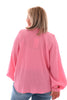 Blouse v-hals wafel barbieroze