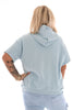 Hoodie korte mouwen wafel lichtblauw